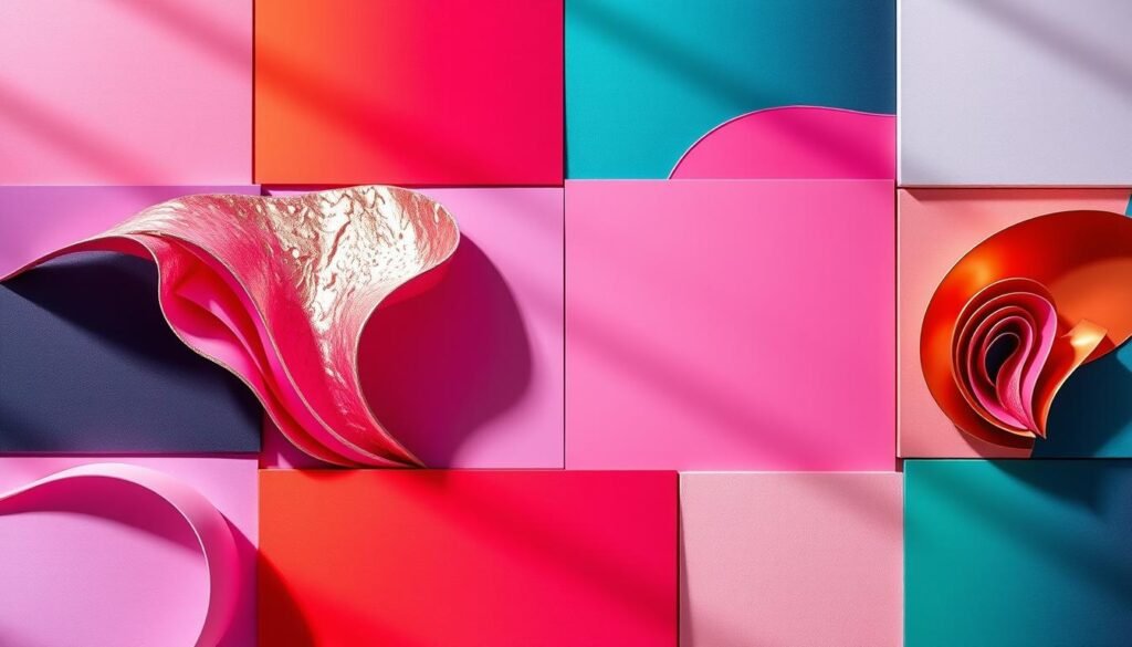 A vibrant array of color palettes, expertly curated to inspire captivating album covers. Soft, harmonious hues seamlessly blend, creating a soothing yet dynamic atmosphere. Shimmering metallic accents add depth and dimension, while bold, contrasting tones provide striking visual interest. The composition features a balanced arrangement of layered color blocks, each with its own unique character and emotional resonance. Subtle gradients and textural details lend a sense of depth and dimensionality, inviting the viewer to explore the rich, visual tapestry. Soft, directional lighting casts gentle shadows, imbuing the scene with a moody, contemplative ambiance. The overall aesthetic conveys a sense of artistic refinement, perfect for elevating the visual identity of any musical project. MidJourney Prompts A vibrant array of color palettes, expertly curated to inspire captivating album covers. Soft, harmonious hues seamlessly blend, creating a soothing yet dynamic atmosphere. Shimmering metallic accents add depth and dimension, while bold, contrasting tones provide striking visual interest. The composition features a balanced arrangement of layered color blocks, each with its own unique character and emotional resonance. Subtle gradients and textural details lend a sense of depth and dimensionality, inviting the viewer to explore the rich, visual tapestry. Soft, directional lighting casts gentle shadows, imbuing the scene with a moody, contemplative ambiance. The overall aesthetic conveys a sense of artistic refinement, perfect for elevating the visual identity of any musical project.