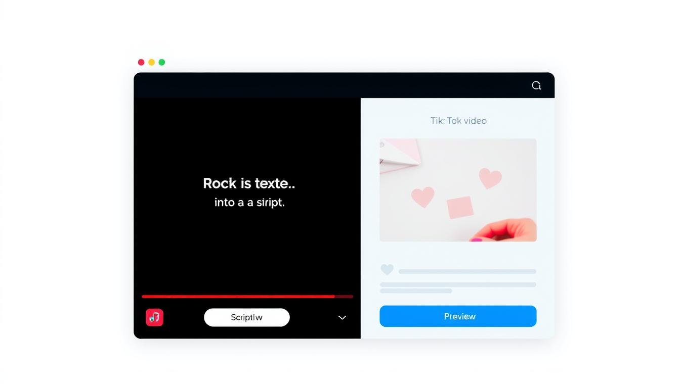 AI TikTok video generator interface showing text-to-video conversion process