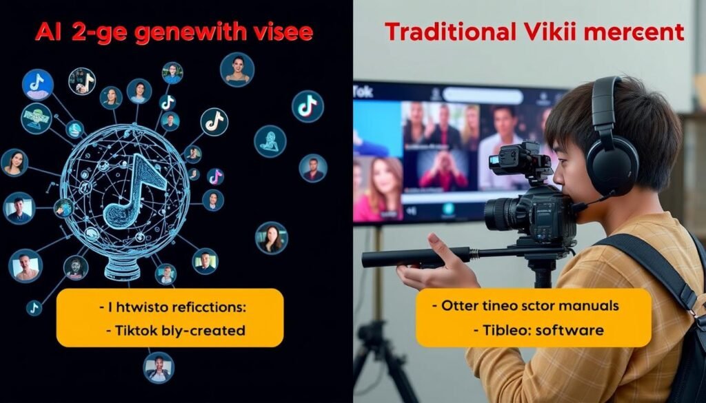 Comparison of AI-generated vs. traditional TikTok content creation Comparison of AI-generated vs. traditional TikTok content creation