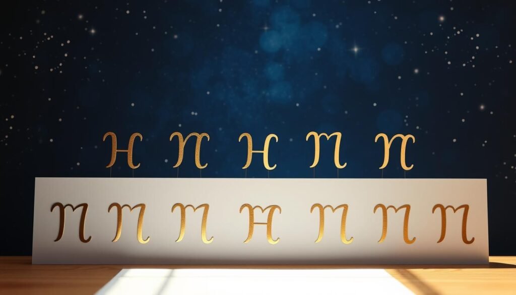 Elegant and whimsical star sign graphics in a stationery-inspired setting. A clean, minimalist foreground showcases beautifully detailed zodiac symbols in a variety of metallic foils, set against a subtly textured background evoking the cosmos - a rich, deep blue with twinkling stars. Soft, natural lighting casts a warm, inviting glow. The overall composition is balanced and visually pleasing, with the star signs arranged in a symmetrical, decorative pattern that would work well as a header, border, or repeat pattern for astrology-themed stationery, notebooks, or other functional office supplies. Elegant and whimsical star sign graphics in a stationery-inspired setting. A clean, minimalist foreground showcases beautifully detailed zodiac symbols in a variety of metallic foils, set against a subtly textured background evoking the cosmos - a rich, deep blue with twinkling stars. Soft, natural lighting casts a warm, inviting glow. The overall composition is balanced and visually pleasing, with the star signs arranged in a symmetrical, decorative pattern that would work well as a header, border, or repeat pattern for astrology-themed stationery, notebooks, or other functional office supplies.