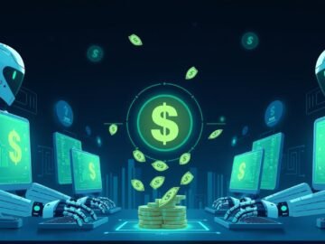 AI tools for passive income in 2025 showing robots working on multiple income streams