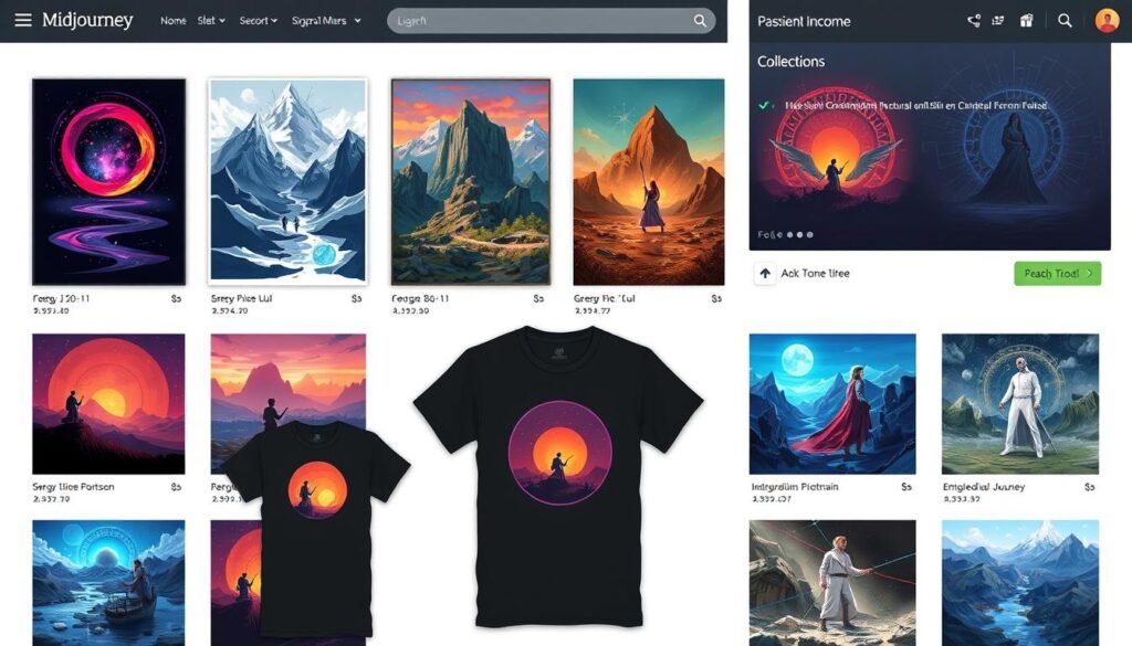 Midjourney generated art being used for passive income products