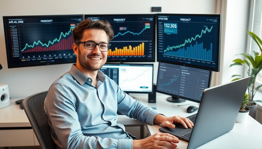 Person successfully managing multiple AI passive income streams