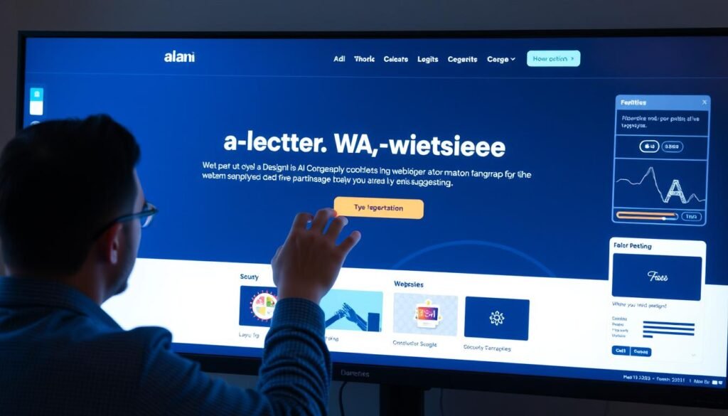 Person refining an AI-generated website with specific prompts Person refining an AI-generated website with specific prompts