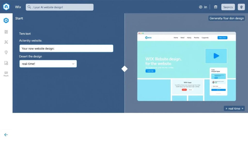 Wix AI Website Builder interface showing text-to-website conversion Wix AI Website Builder interface showing text-to-website conversion